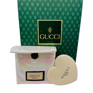 GUCCI Beauty Iridescent Mirror Pouch Set w/ Heart Compact & Floral Mini Pouch